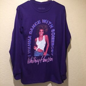 Whitney Houston Portrait Graphic Tee Purple Long  Sleeve Small